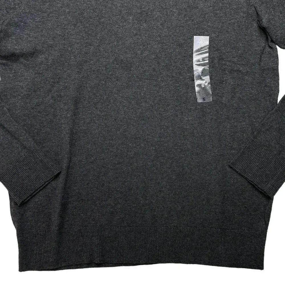 Alfani Solid Table Cotton Blend Dark Grey V-Neck Classic Fit Mens Sweater - Picture 5 of 10